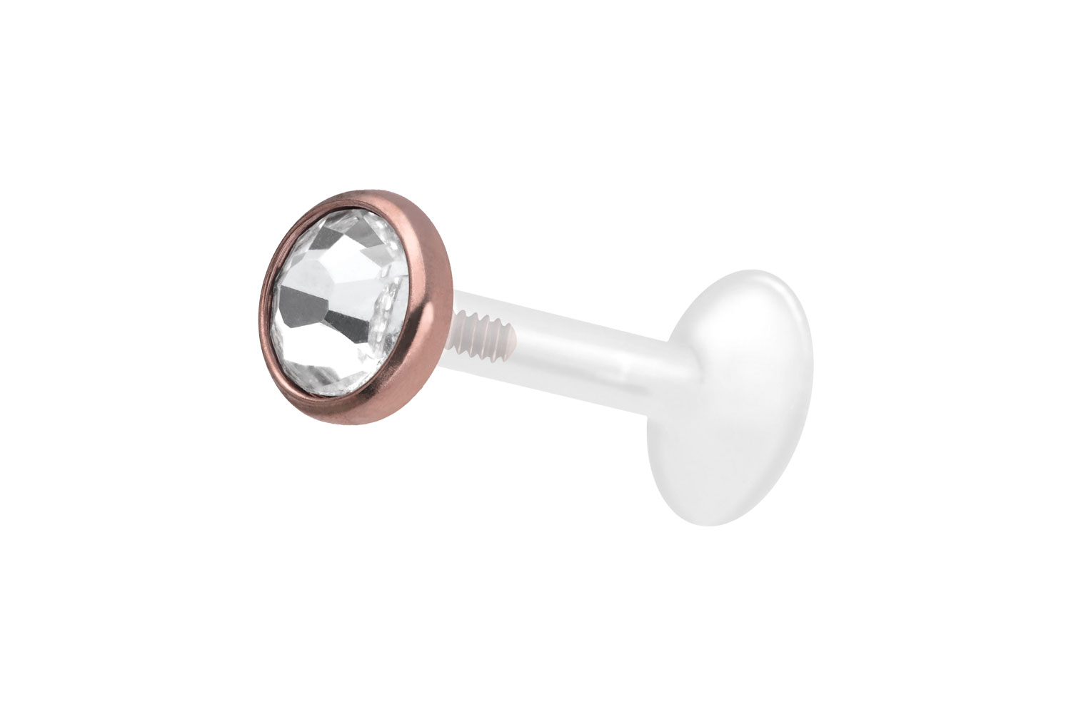 PTFE Labret Piercing mit Innengewinde + Titan-Aufsatz KRISTALLDISC